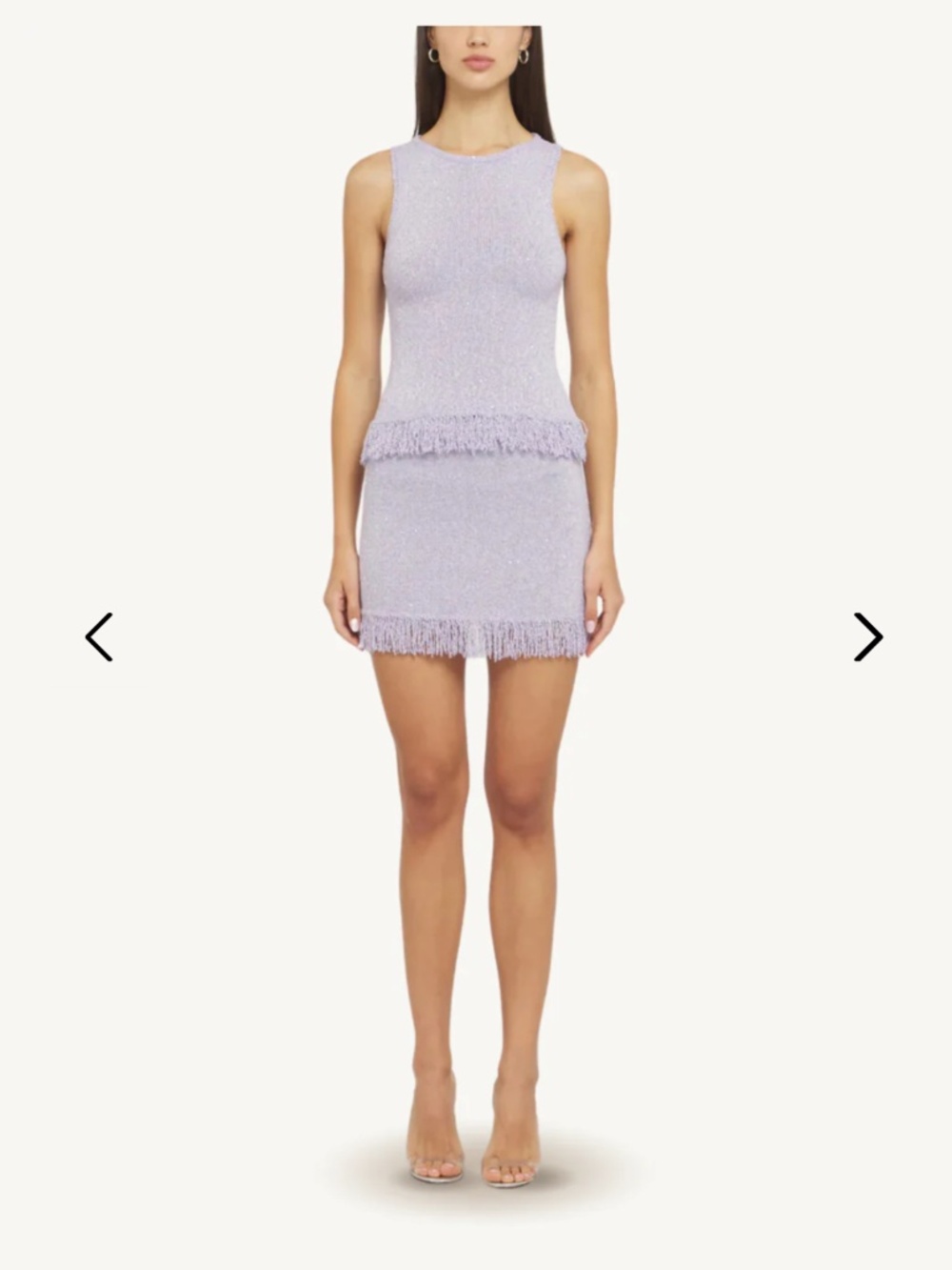 Asta Resort Dana Fringe Mini Skirt - Lavender Sequin